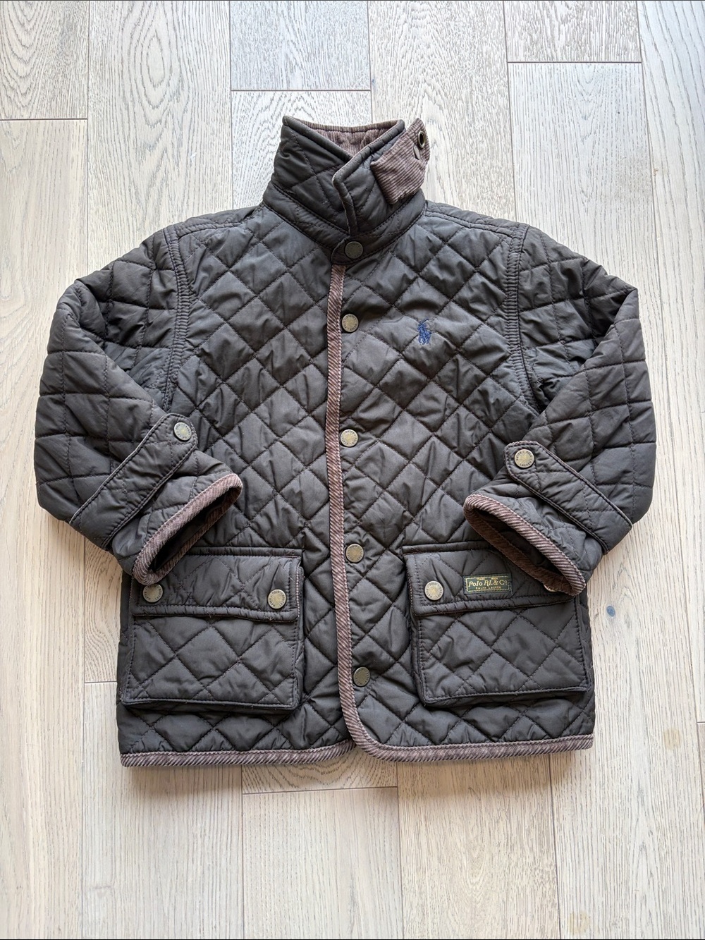 Polo by Ralph Lauren Quilted Dark Brown Button-Front Jacket Size 3T
